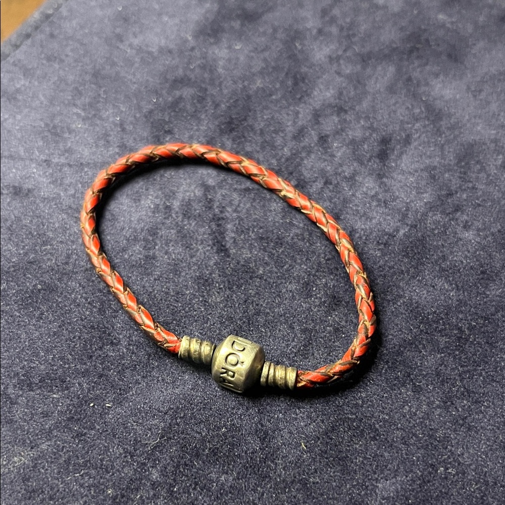 Pandora Red Braided Bracelet with Metal Accent